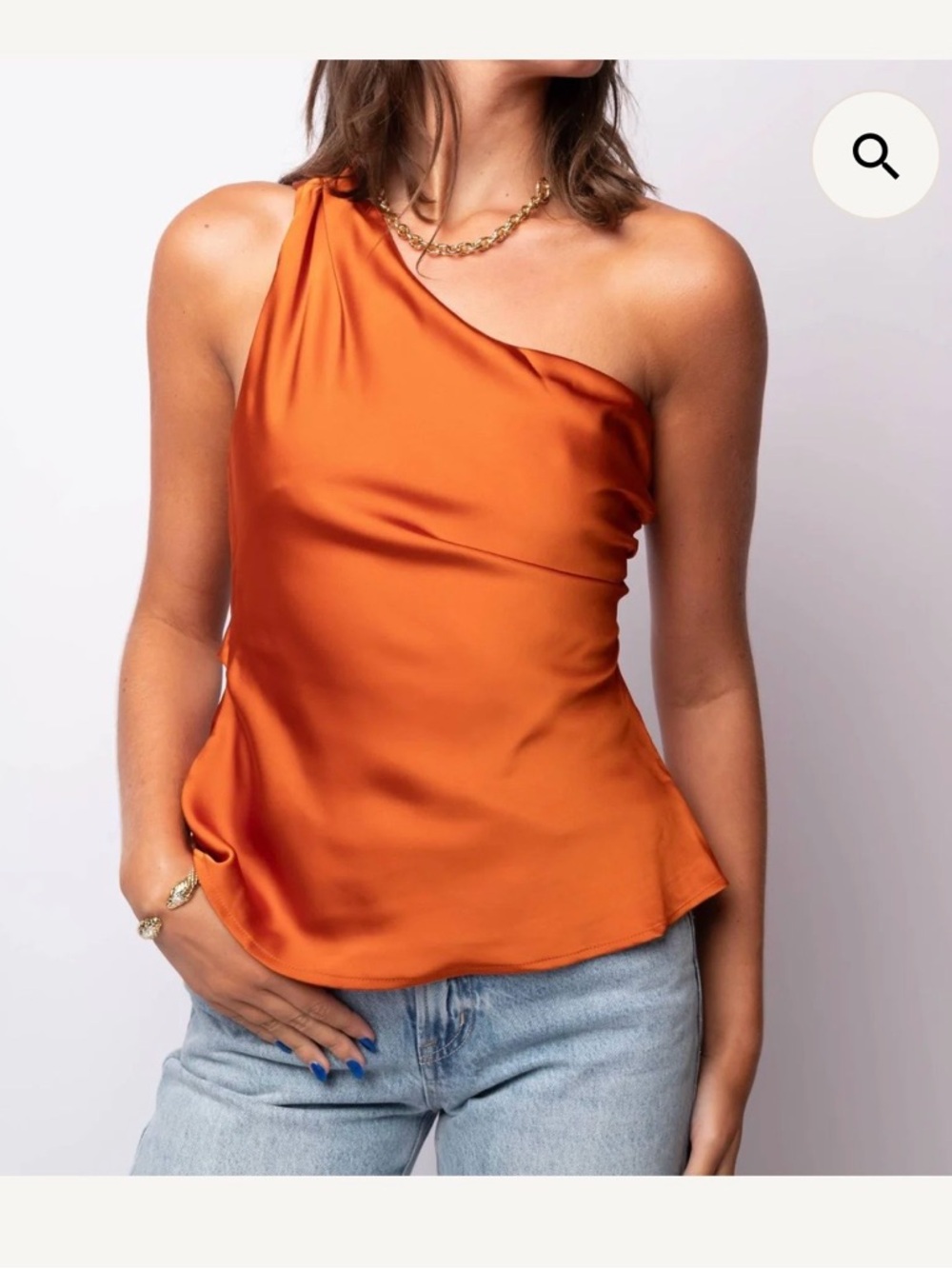 Astr One-Shoulder Satin Top - Burnt Orange